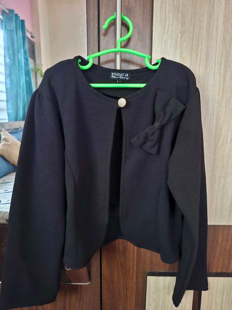 Jacket Style 3/4 Sleeve Black Shrug
