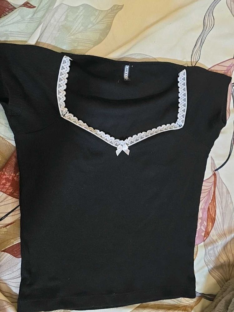 Black Lace Trim Top