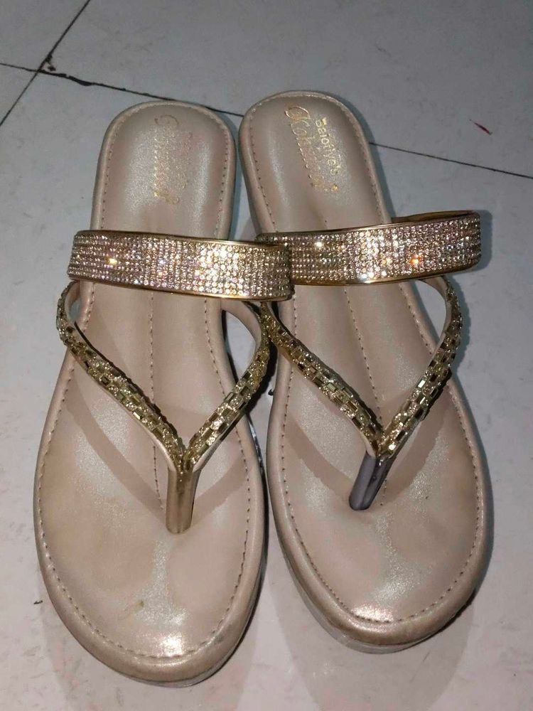 Golden Partywear Wedges