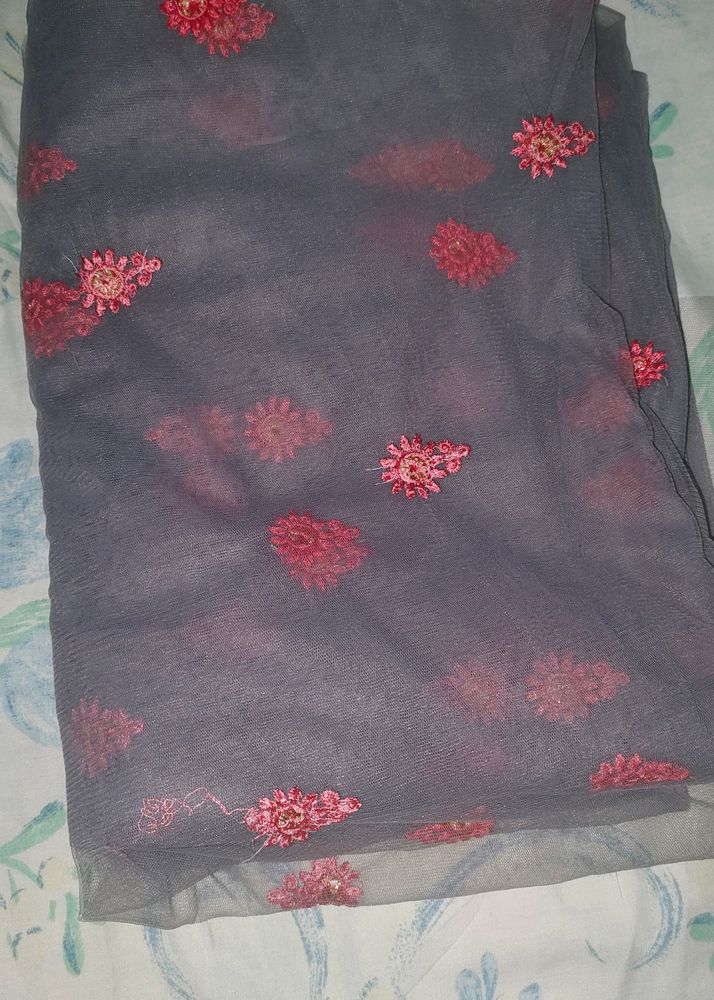 Ash Net With Floral Embroidery