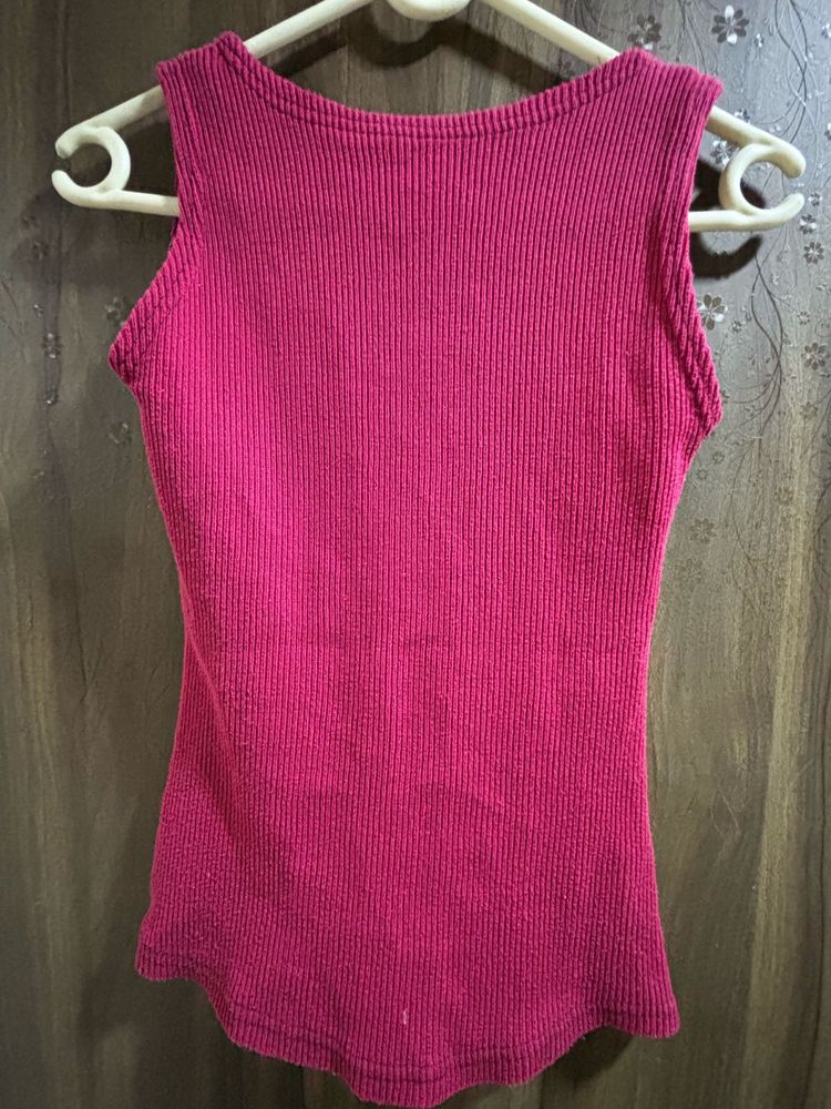 Hot Pink Ribbed Tank Top