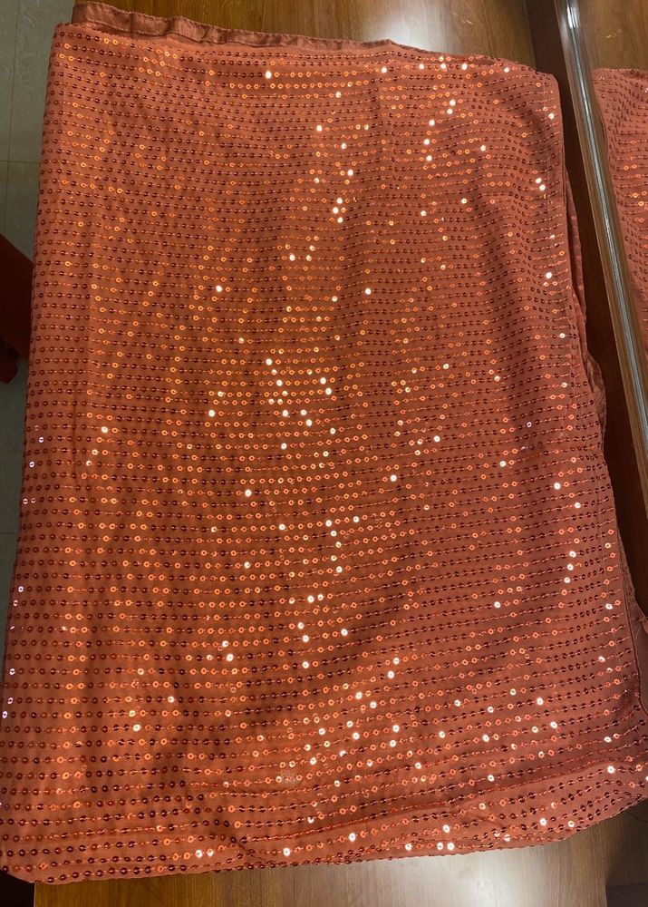 💥sequin saree - coral 💥