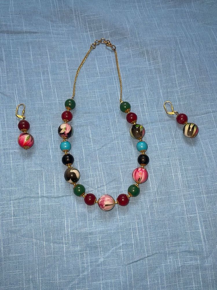 Beaded Necklace &amp; Earring Set