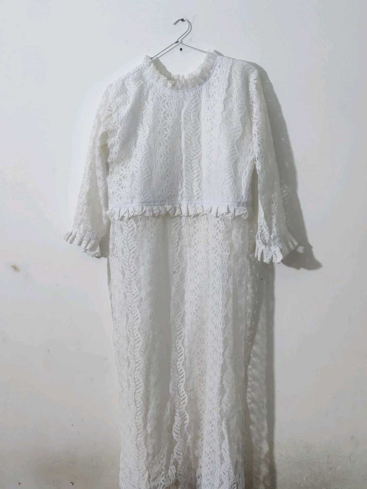 White Net Fancy Kurti