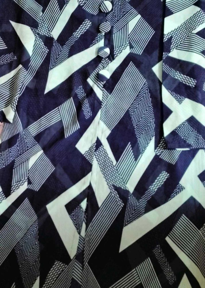 Trendy Navy Blue Printed Kurti|Abstract Print!