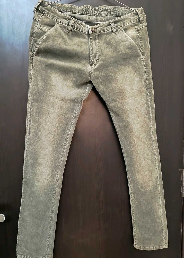 Olive Green Denim Jeans