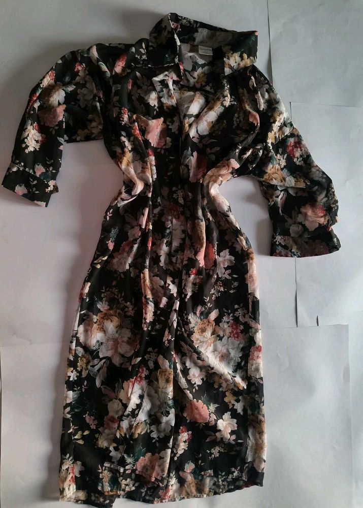 Floral Black Oversized Shirt