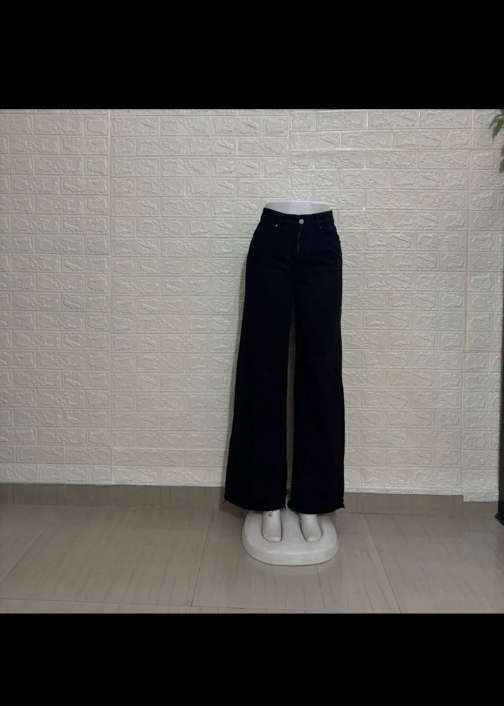 Wide Leg Black Denim Pants