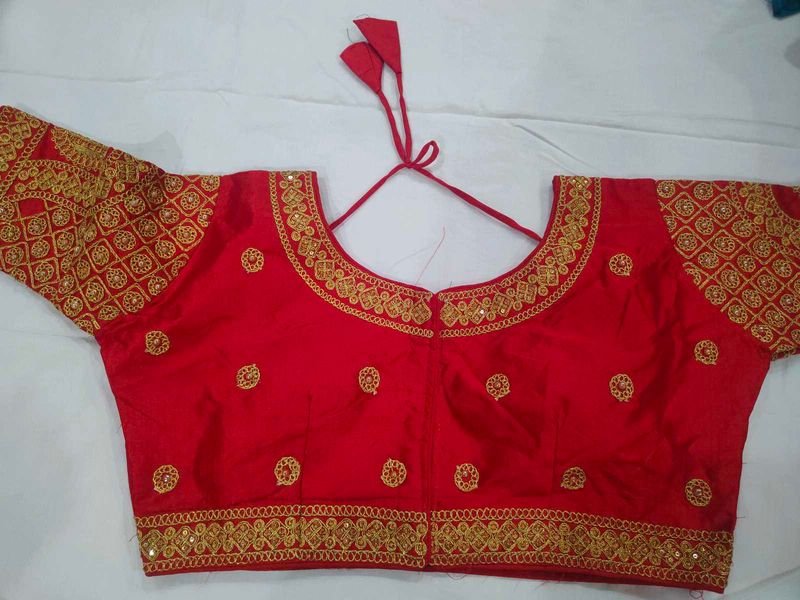 Red Embroidered Saree Blouse