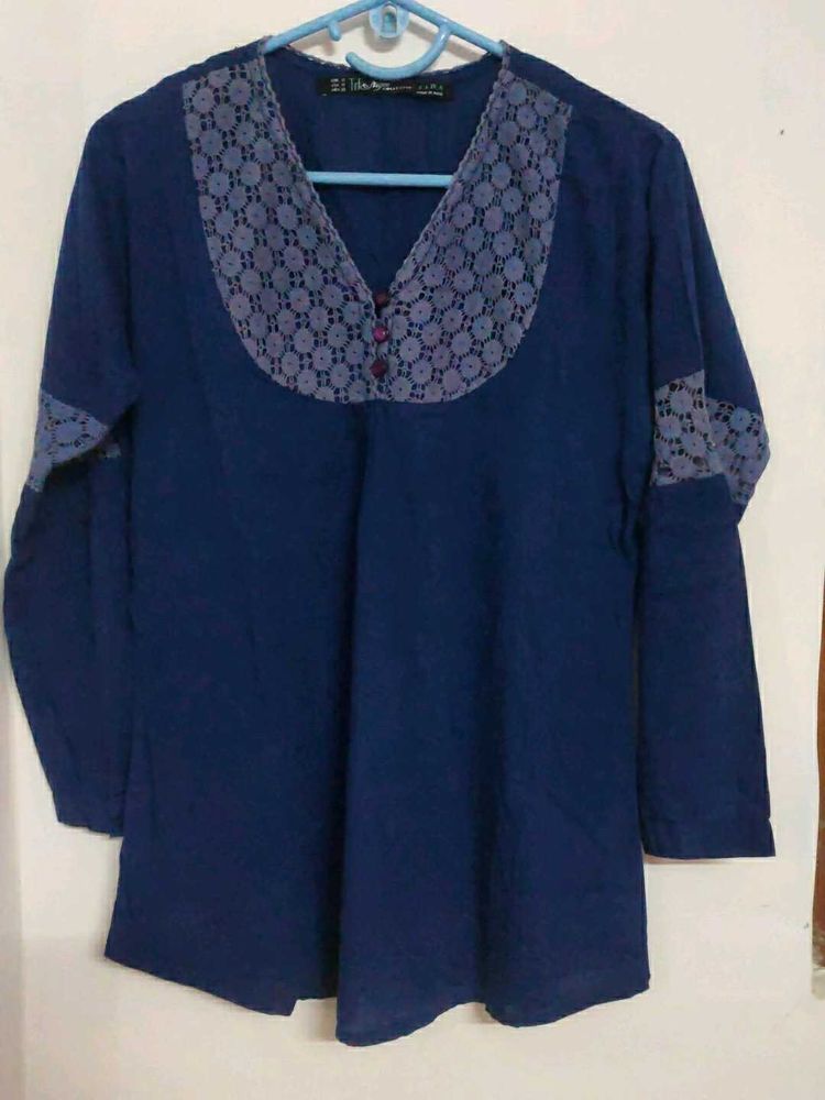 Elegant Blue Lace Top