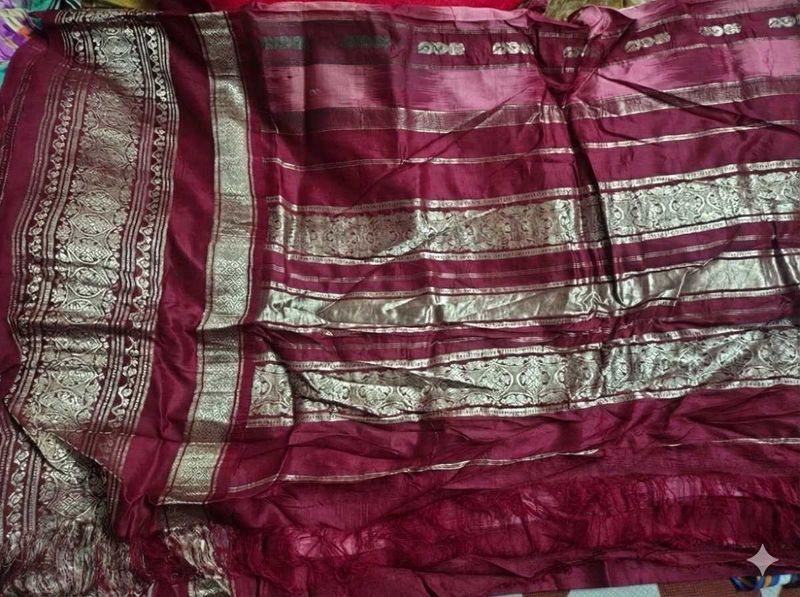 Red Silk Patta Sarree