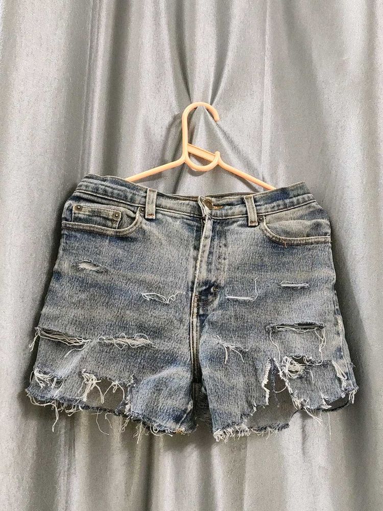 Denim Ripped Shorts