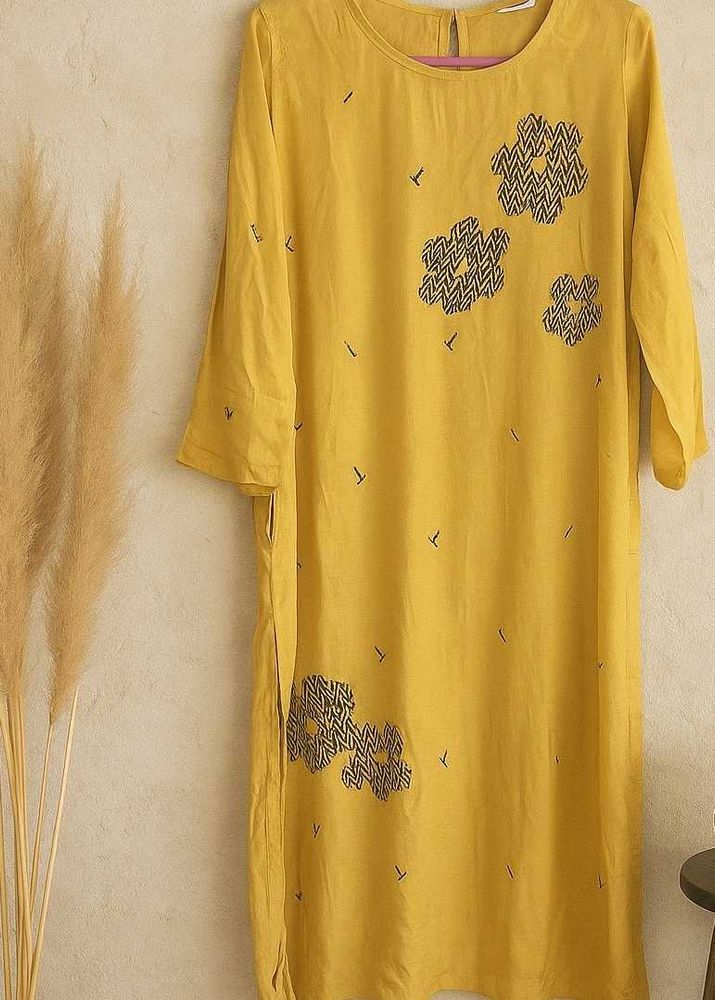 Max Mustard Embroidery Kurta