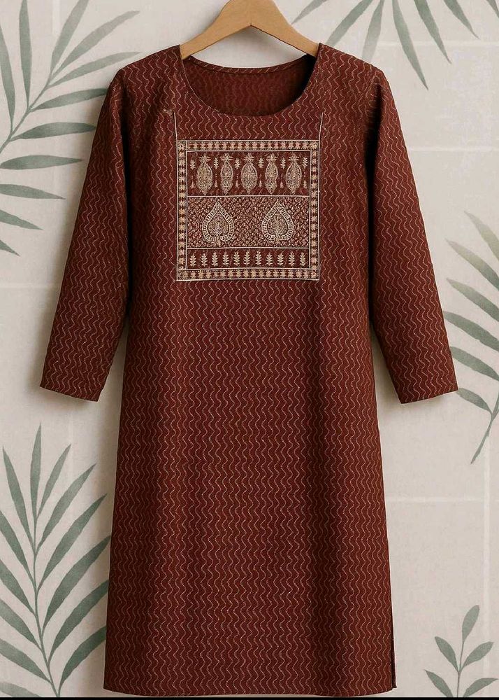 Deep Red Embroidered Kurta