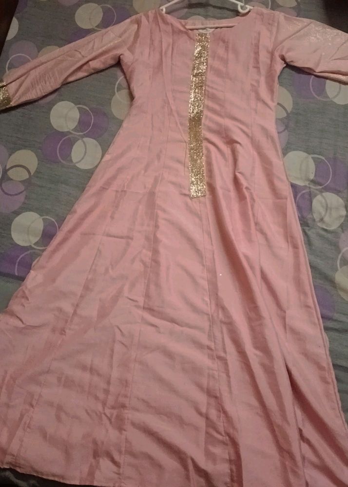 Pink Anarkali Type Kurti Set