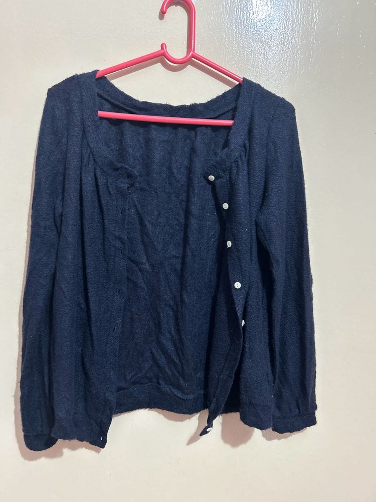 Navy Button Cardigan