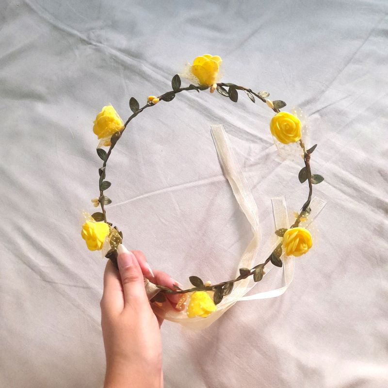 Yellow Floral &amp; Patels Tiara Hair Band Accessories