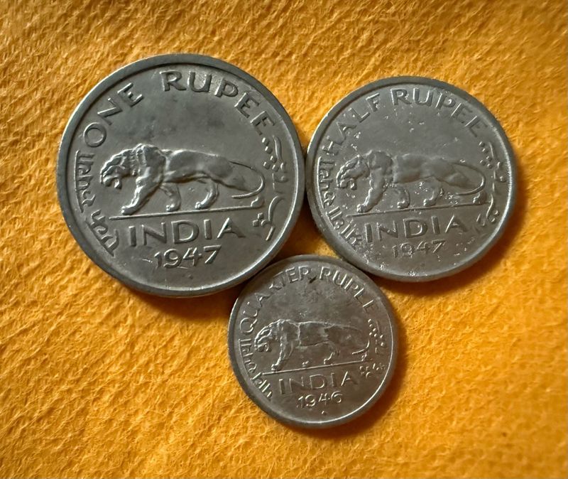 Set of 3 Coins 1re 1/2re And 1/4th Re