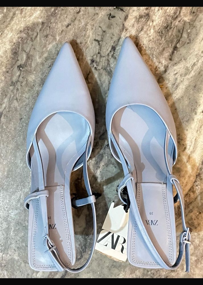 Zara Leather Slingback Heels Authentic 💯