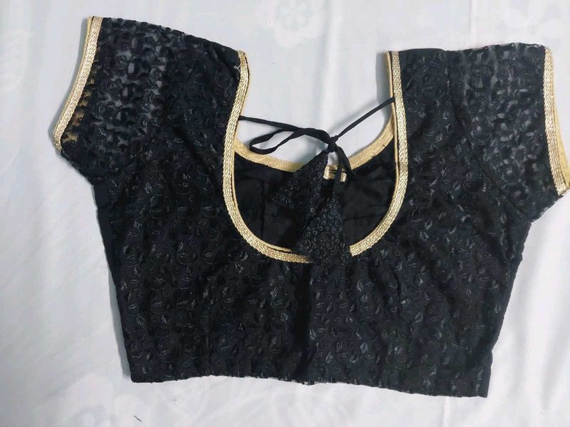 Black Embroidery Stitched Blouse