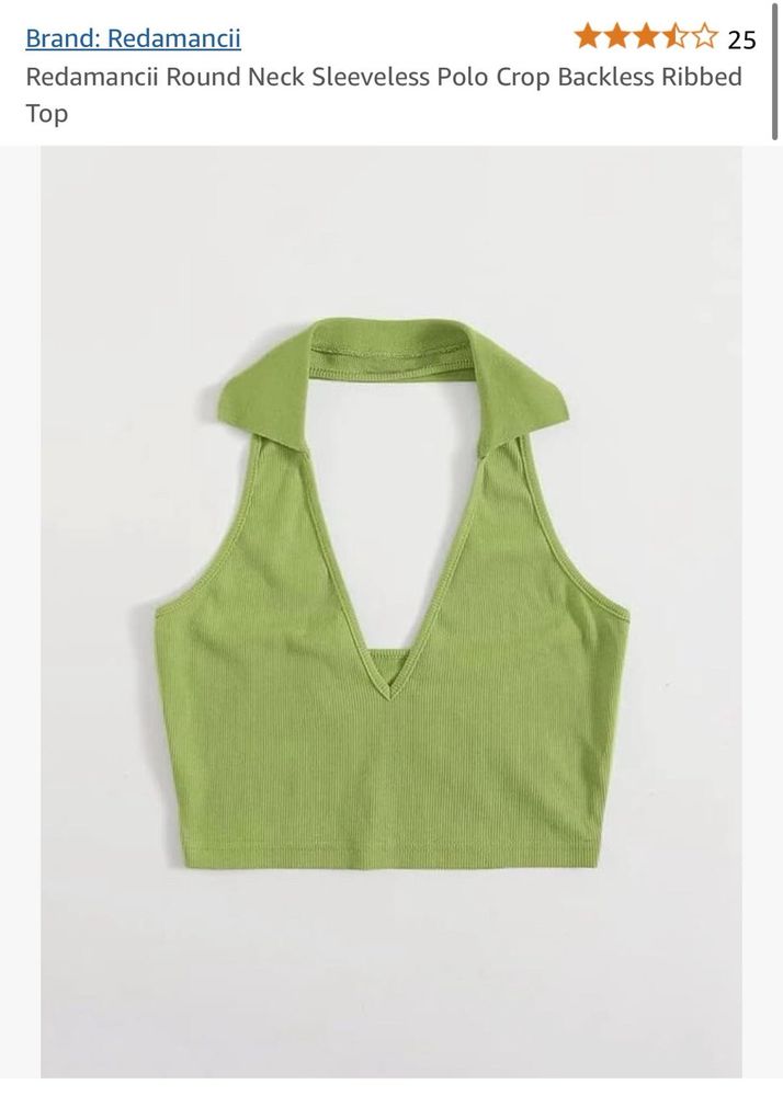 Green Sleeveless Polo Crop Top