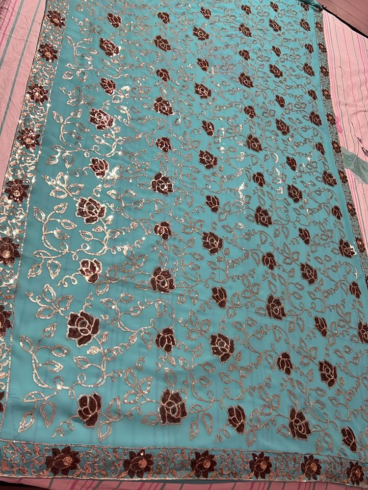 Sequins Embroidery Party Wear Saree