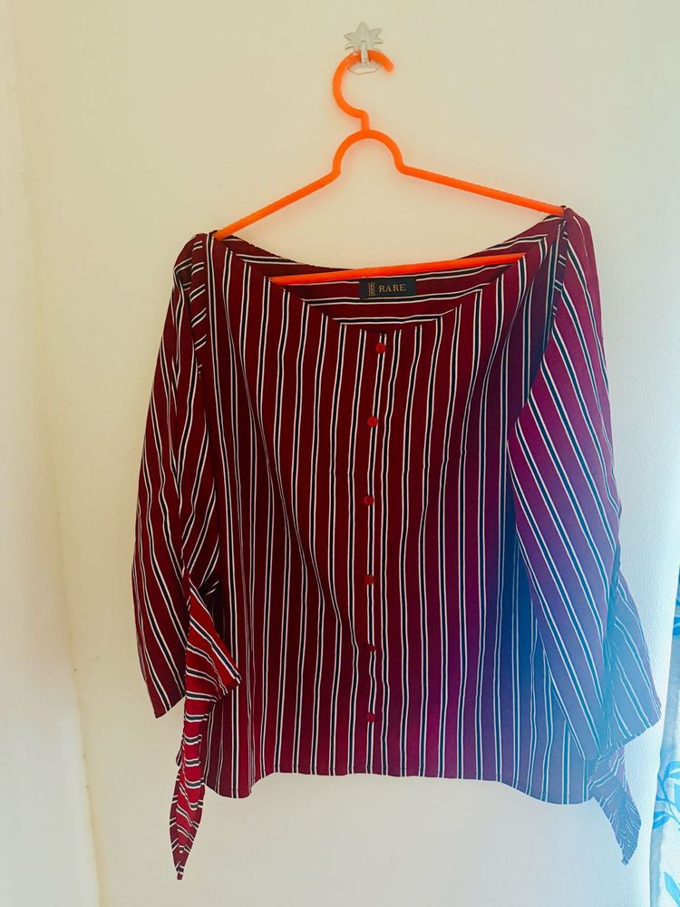 Striped Bardot Top