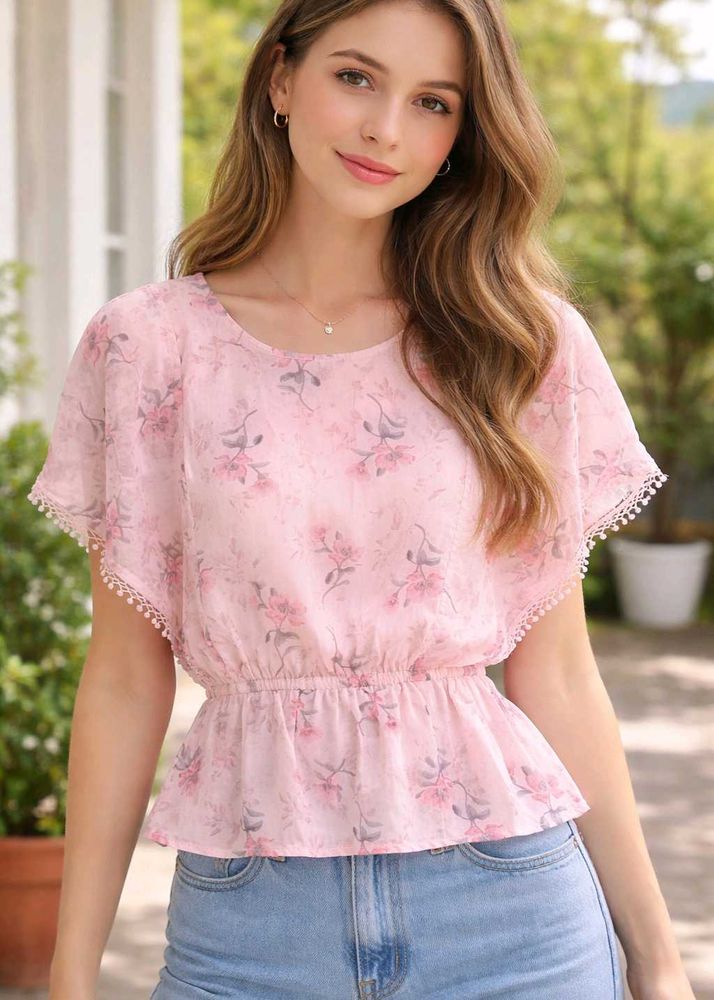 Floral Pink Peplum Top