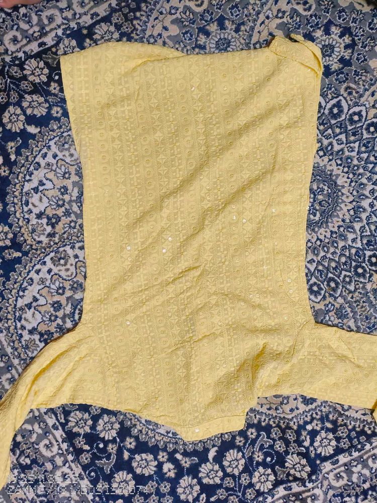 Yellow Embroidered Kurta