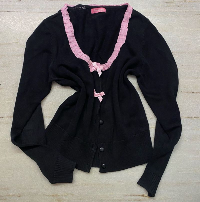 Black Cardigan w/ Pink Bows