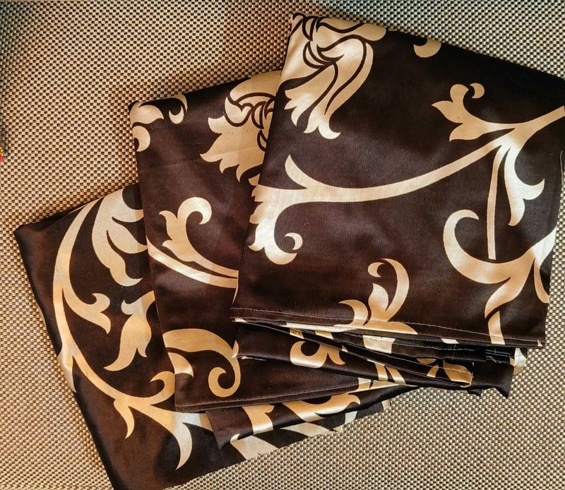 3 Pcs FLORAL PRINT SILK CURTAINS