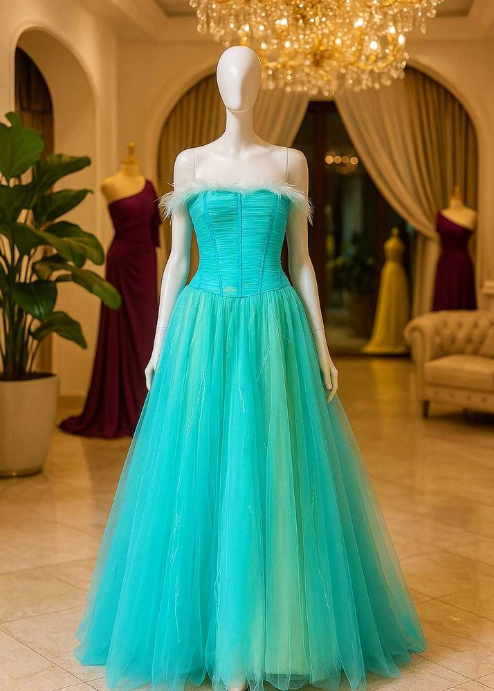 Turquoise Tulle Corset Gown