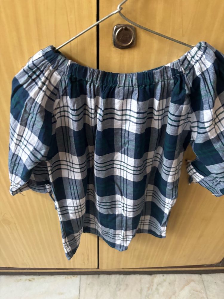 Plaid Off-Shoulder Top