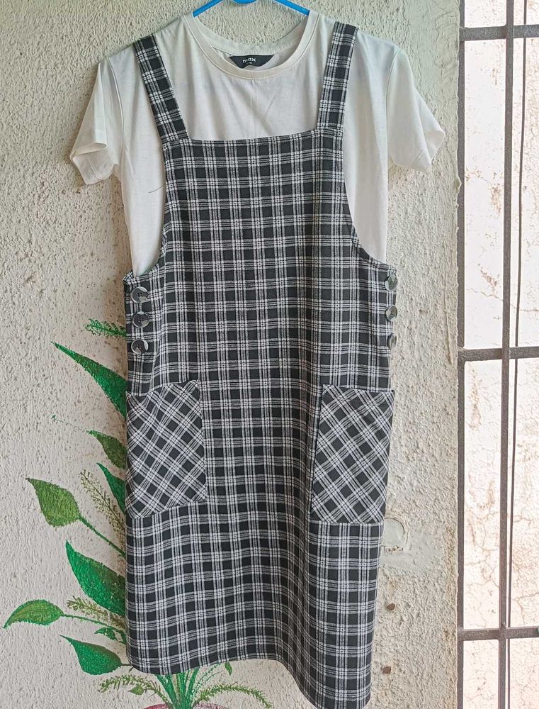 Plaid Overall Dress