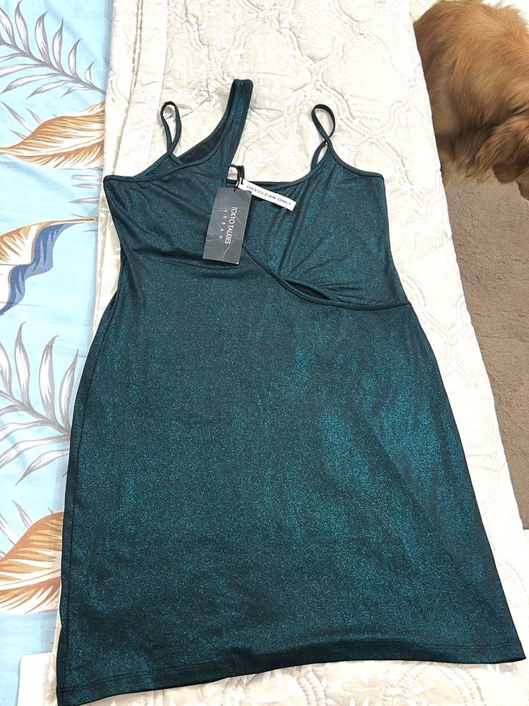 Shimmery Teal Mini Dress