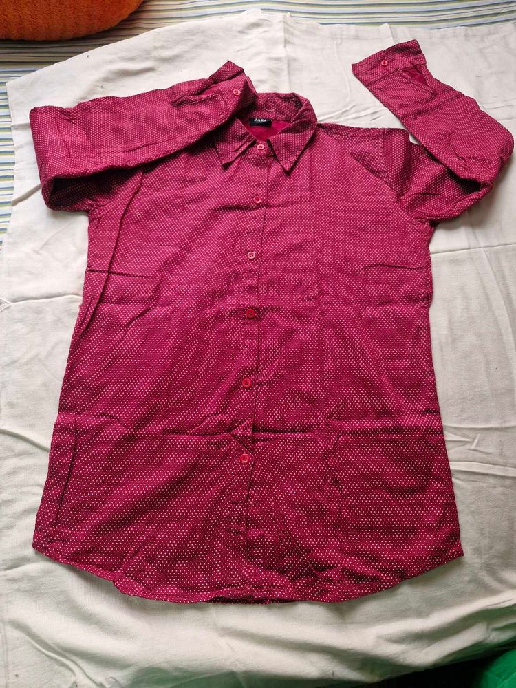 Maroon Patterned Shirt