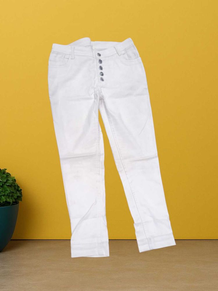 HI-99 Size-30 White Button-Front Jeans