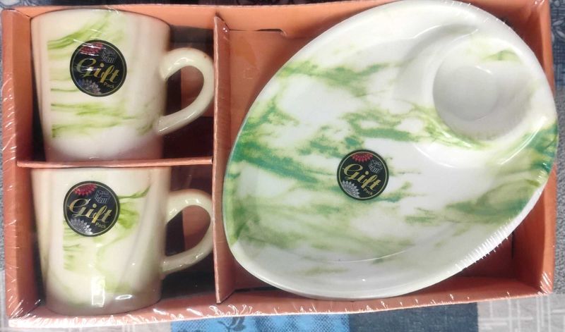 Ceramic Mug and Plate Set - Green Marble #Combo