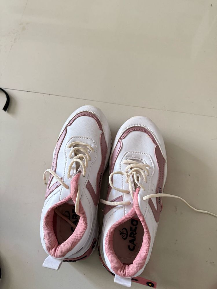 Pink and White Fashion Sneakers