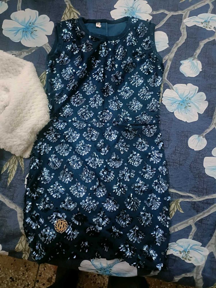 Designer Sequence Middi Dress With Coat 6-7 Years
