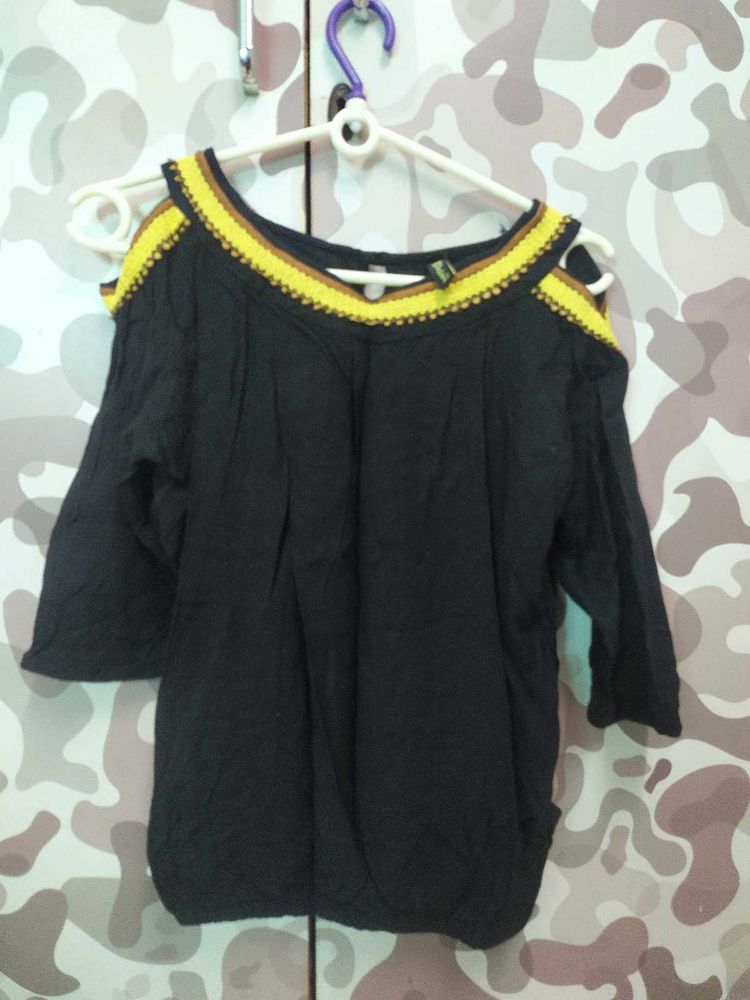 Black Cold Shoulder Top