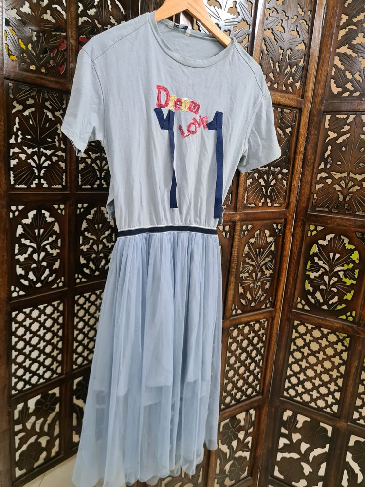 Blue Net Casual Dress