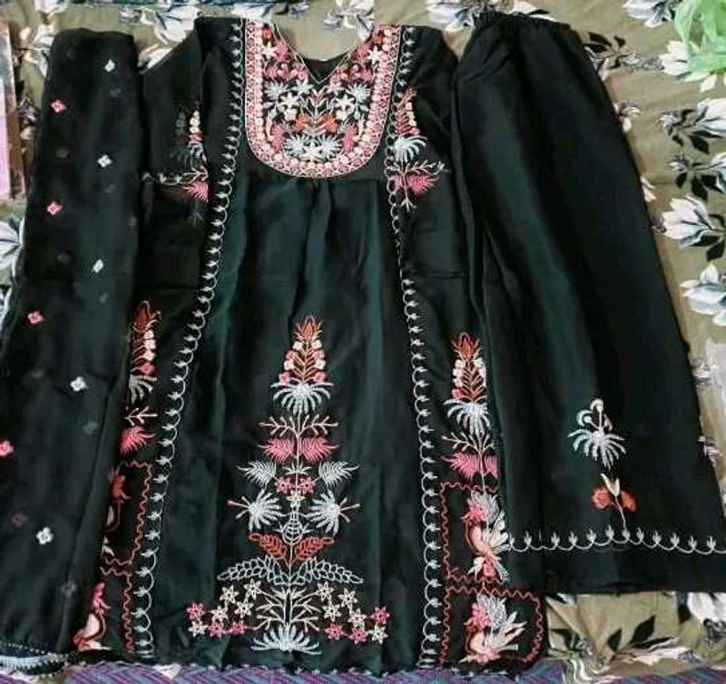 Embroidered Black Shalwar Kameez Suit