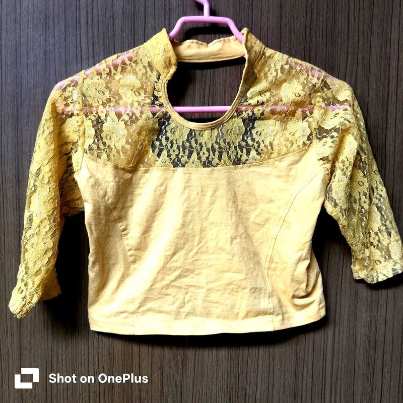 New Yellow Lace Detail Blouse