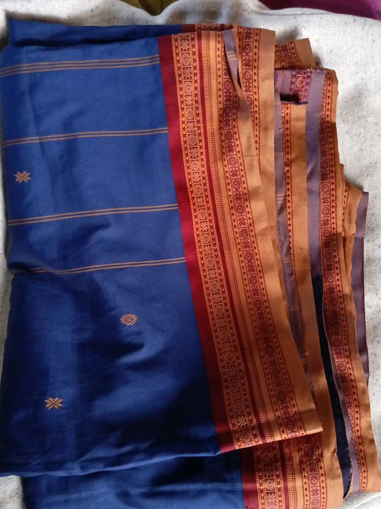 Elegant Blue Cotton Saree