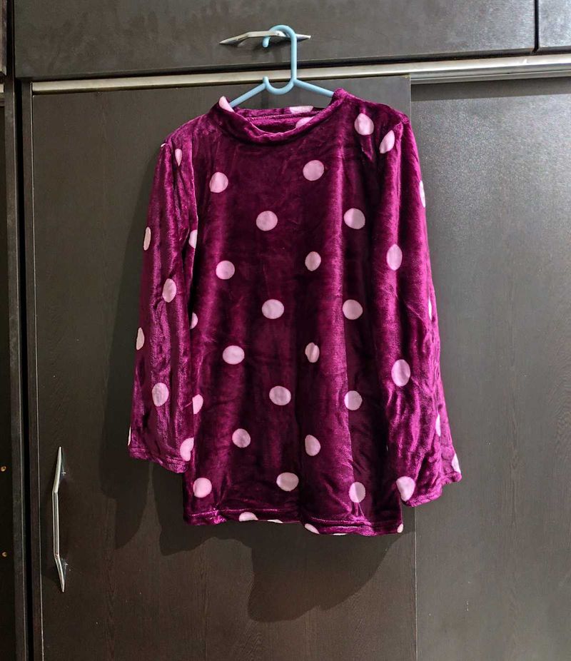 Purple Polka Dot Top n bottom set