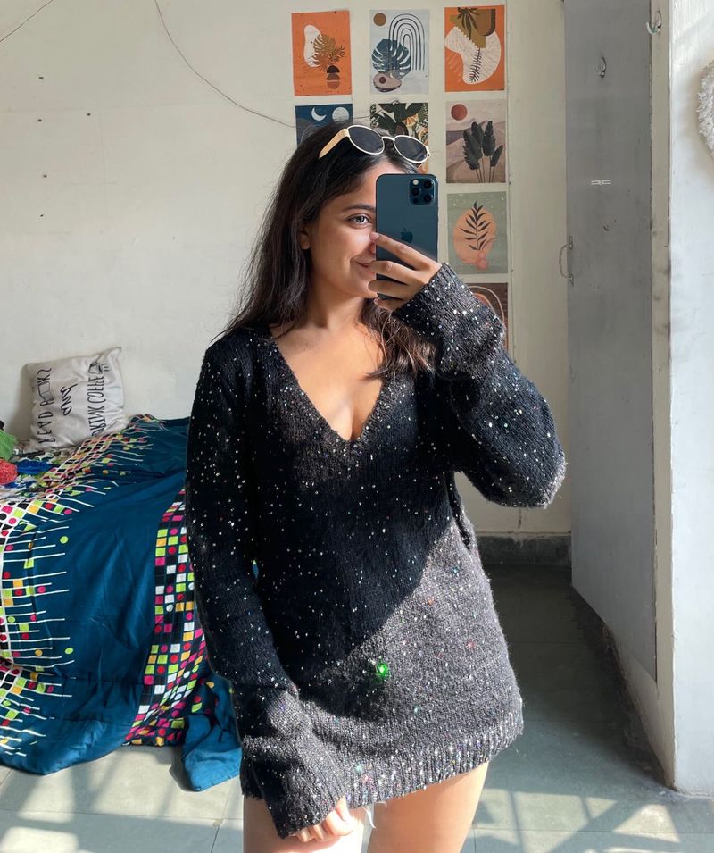 Sparkly Knit Sweater Dress