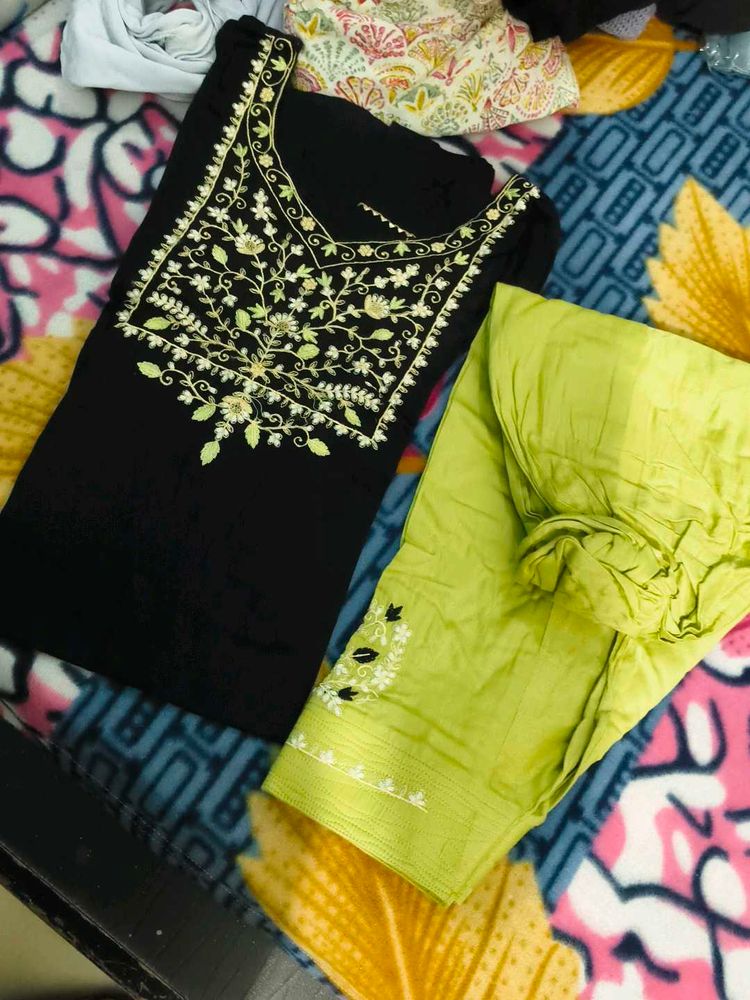 Embroidered Kurta Set Balck