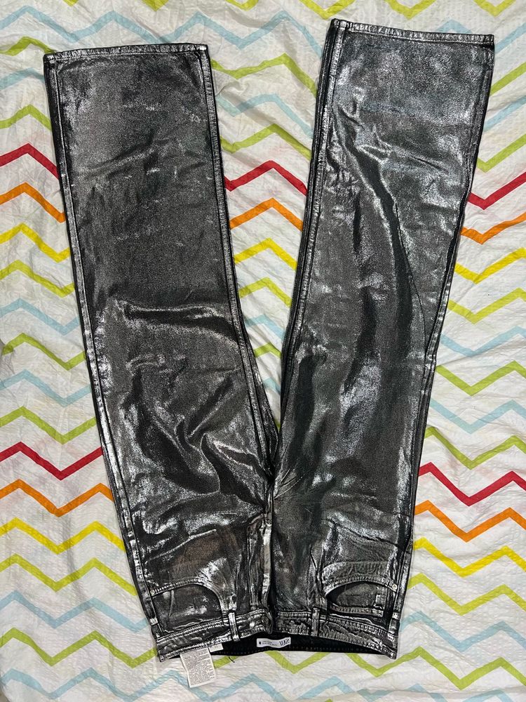 Metallic Silver Pants