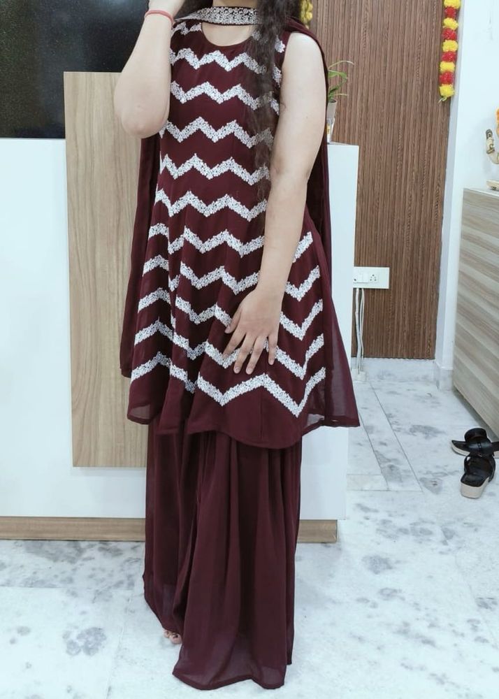 Beautiful Wine Palazo Suit💜